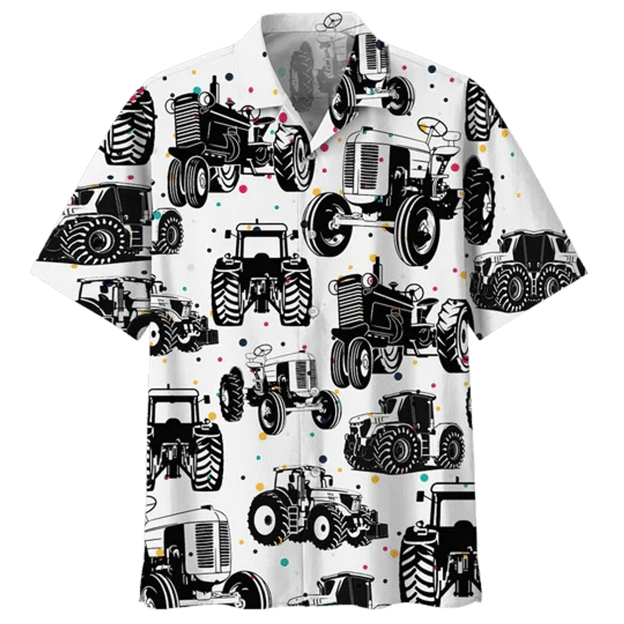 Black And White Tractor Background Design Hawaiian Shirt