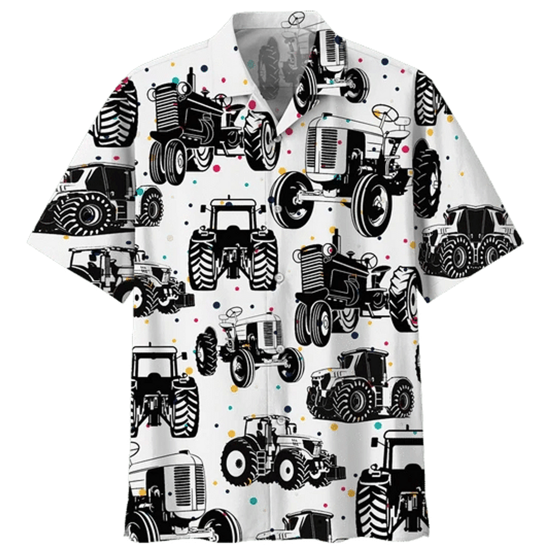 Black And White Tractor Hawaiian Shirt, Farm aloha Hawaiian shirt for men, Women