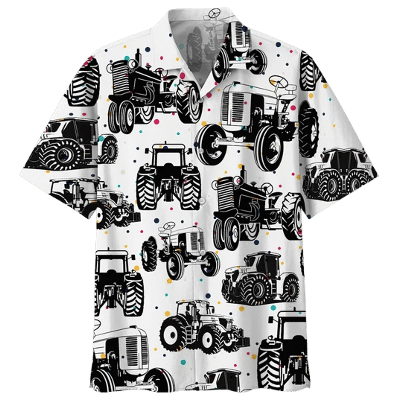 Black And White Tractor Hawaiian Shirt, Farm aloha Hawaiian shirt for men, Women