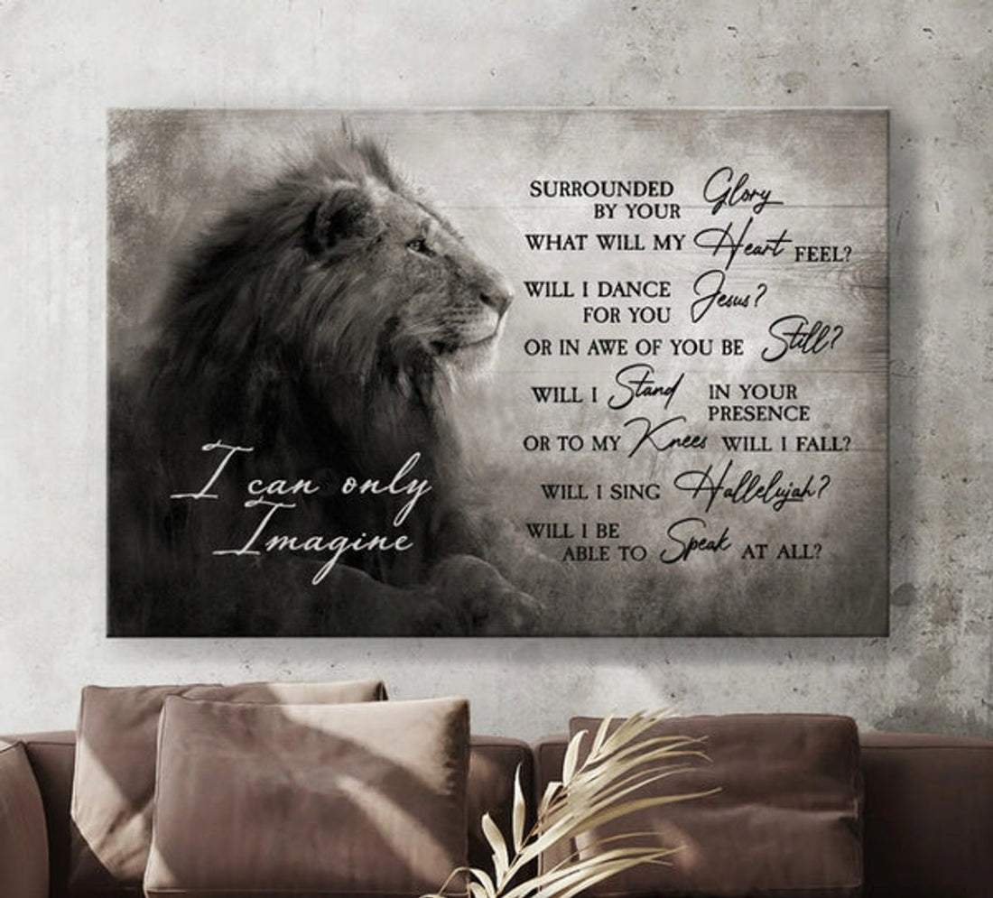 Black And White Lion I Can Only Imagine Canvas Wall Art - Christian Poster - Religious Wall Decor