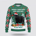 FUNSTUFFPRINT Black Angus Green Merry Christmas Ugly Sweater, Gifts For Farmers, Rural Lovers Ugly Sweater