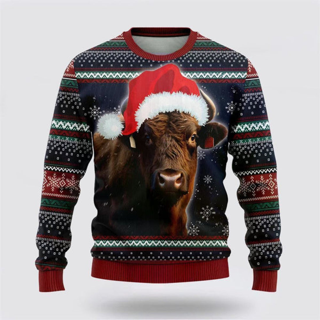 FUNSTUFFPRINT Black Angus Ugly Christmas Sweater, Farm Sweater, Christmas Gift, Best Winter Outfit Christmas Ugly Sweater