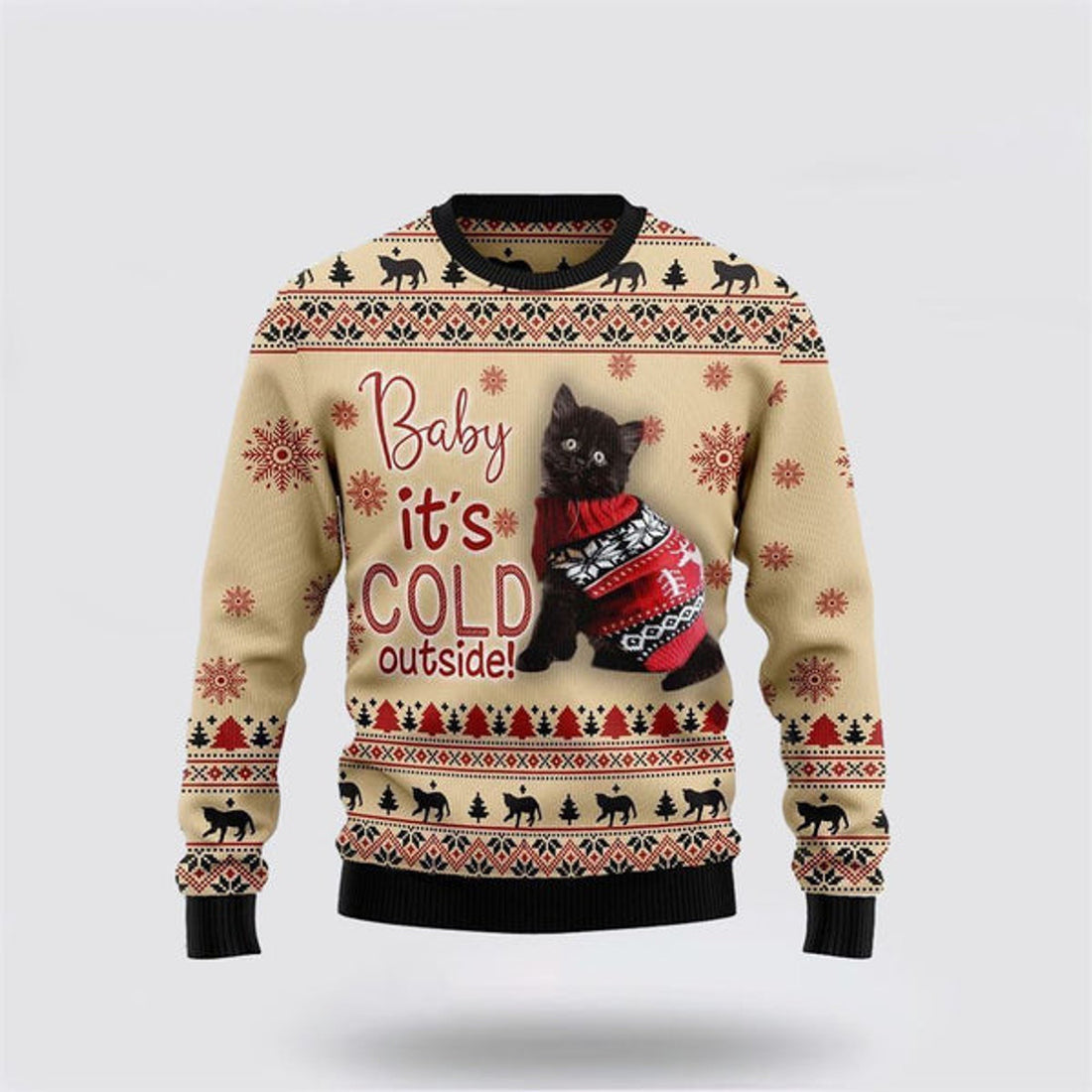 FUNSTUFFPRINT Black Cat Baby Ugly Christmas Sweater For Men And Women, Best Gift For Christmas, Christmas Fashion Winter Ugly  Sweater