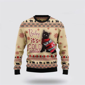 FUNSTUFFPRINT Black Cat Baby Ugly Christmas Sweater For Men And Women, Best Gift For Christmas, Christmas Fashion Winter Ugly  Sweater
