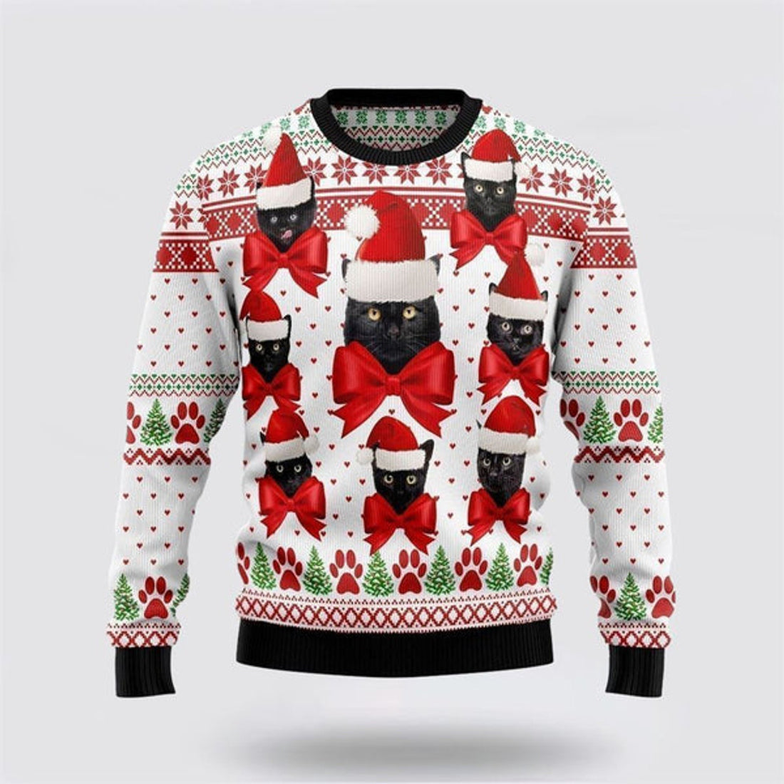 FUNSTUFFPRINT Black Cat Ball Ugly Christmas Sweater For Men And Women, Best Gift For Christmas, Christmas Fashion Winter Ugly  Sweater