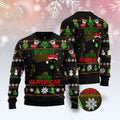 FUNSTUFFPRINT Black Cat Be Jolly Ugly Christmas Sweater, Christmas Cat Ugly Sweater, Ugly Cat Xmas Sweater Ugly Sweater
