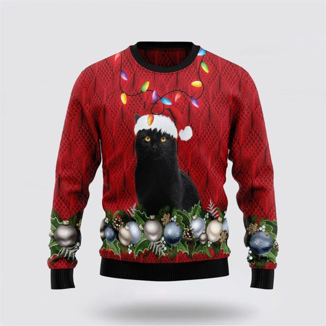 FUNSTUFFPRINT Black Cat Christmas Beauty Ugly Christmas Sweater For Men And Women, Best Gift For Christmas, Christmas Fashion Winter Ugly  Sweater