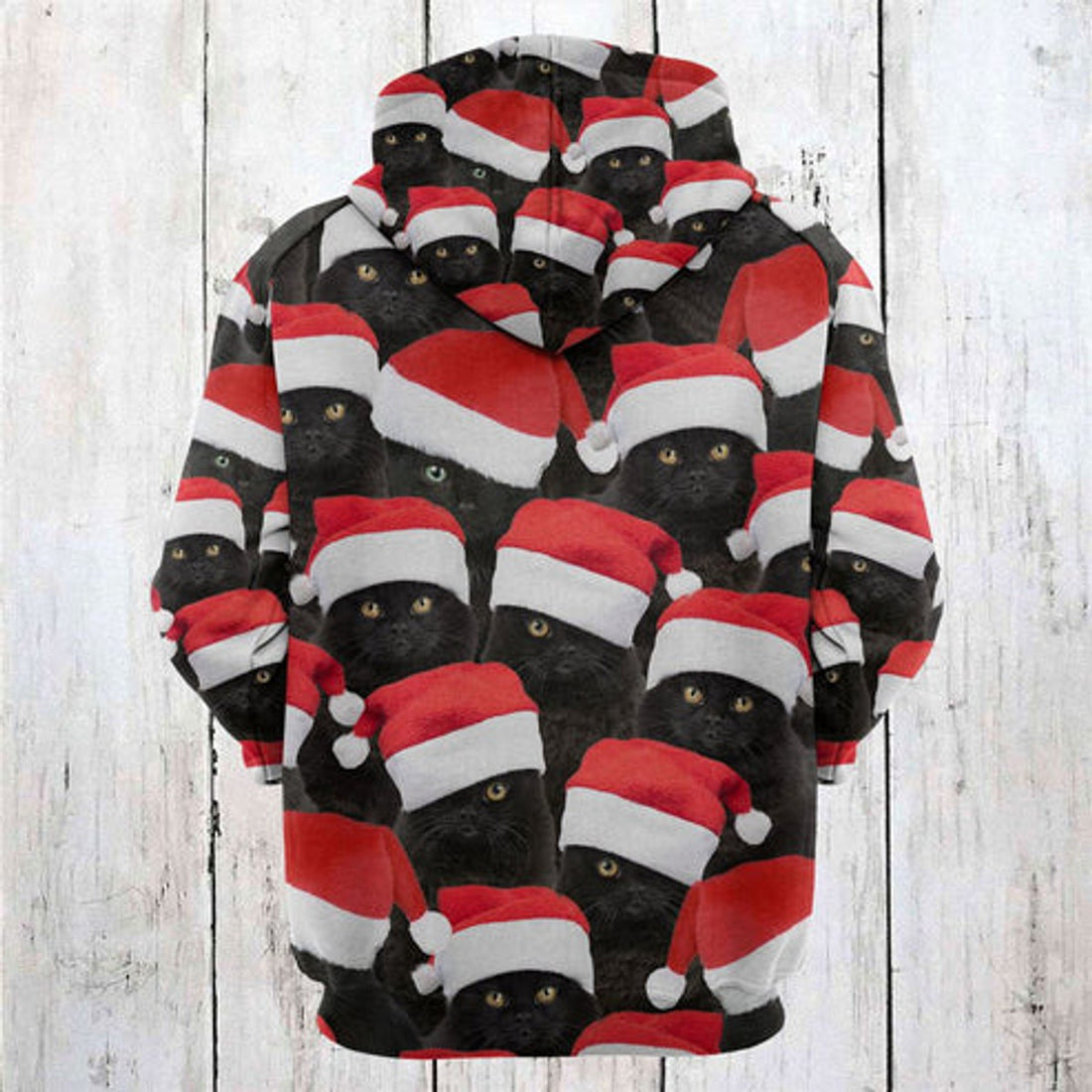 FUNSTUFFPRINT 3D Black Cat Christmas Group All Over 3D Hoodie and Zip Hoodie
