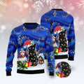 FUNSTUFFPRINT Black Cat Christmas Night Ugly Christmas Sweater, Christmas Cat Ugly Sweater, Ugly Cat Xmas Sweater Ugly Sweater