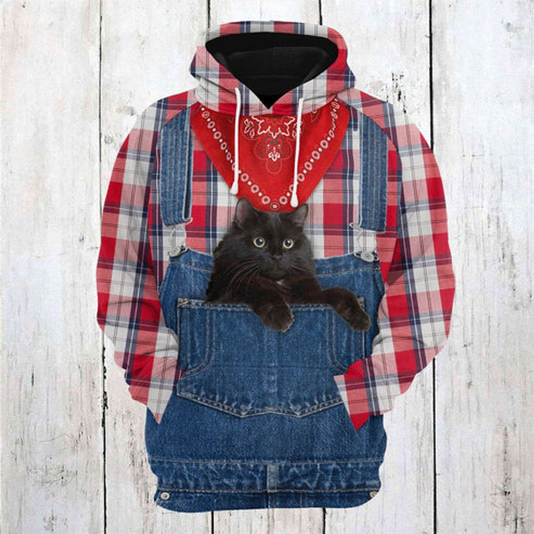 FUNSTUFFPRINT 3D Black Cat Farm All Over 3D Hoodie and Zip Hoodie