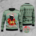 FUNSTUFFPRINT Black Cat Gift Ugly Christmas Sweater, Christmas Cat Ugly Sweater, Ugly Cat Xmas Sweater Ugly Sweater