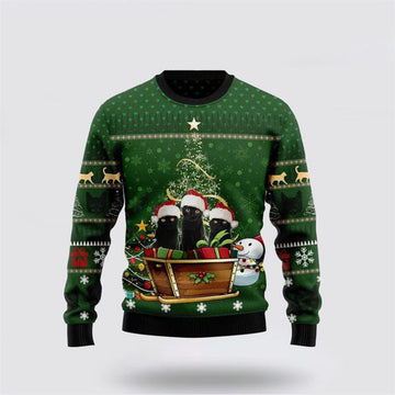 FUNSTUFFPRINT Black Cat Group Xmas Funny Family Ugly Christmas Sweater For Men And Women, Best Gift For Christmas, Christmas Fashion Winter Ugly  Sweater