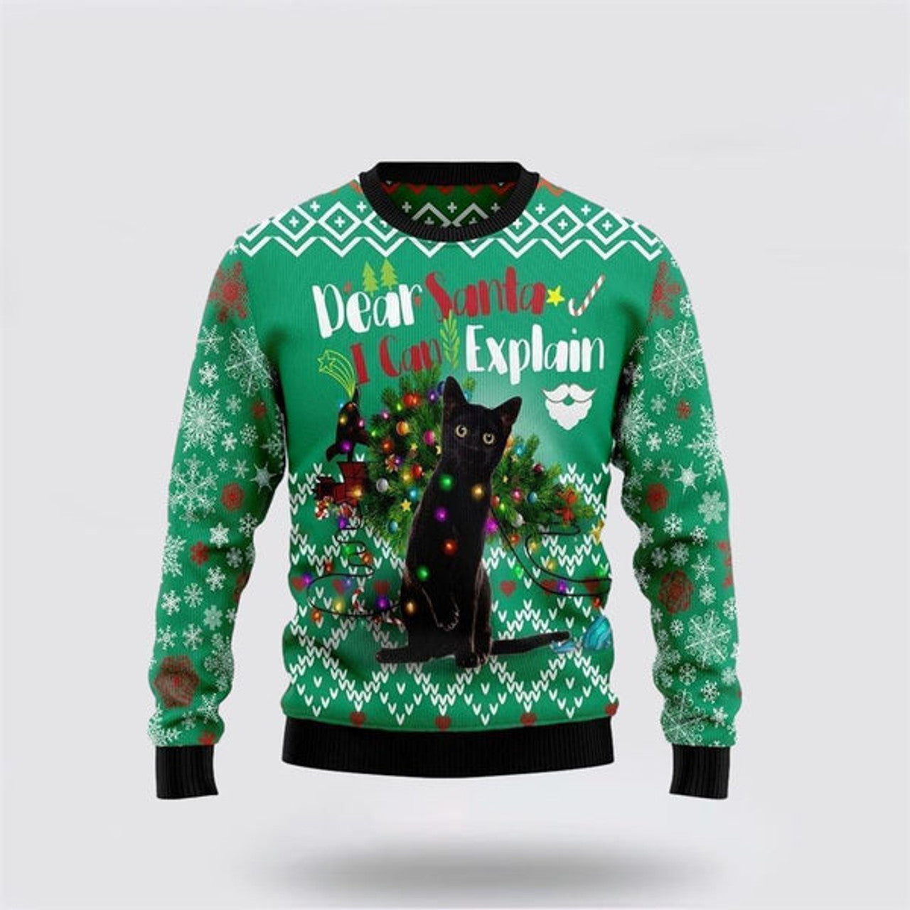 FUNSTUFFPRINT Black Cat I Can Explain Ugly Christmas Sweater For Men And Women, Best Gift For Christmas, Christmas Fashion Winter Ugly  Sweater