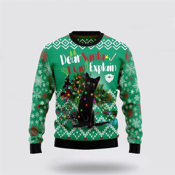 FUNSTUFFPRINT Black Cat I Can Explain Ugly Christmas Sweater For Men And Women, Best Gift For Christmas, Christmas Fashion Winter Ugly  Sweater