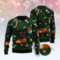 FUNSTUFFPRINT Black Cat Inside Tree Ugly Christmas Sweater, Christmas Cat Ugly Sweater, Ugly Cat Xmas Sweater Ugly Sweater