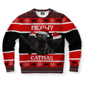 FUNSTUFFPRINT Black Cat Meowy Ugly Christmas Sweater, Christmas Sweater, Ugly Sweater, Funny Xmas Sweaters Ugly Sweater