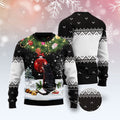 FUNSTUFFPRINT Black Cat Mirror Ugly Christmas Sweater, Christmas Cat Ugly Sweater, Ugly Cat Xmas Sweater Ugly Sweater