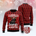 FUNSTUFFPRINT Black Cat Old Man Ugly Christmas Sweater, Christmas Cat Ugly Sweater, Ugly Cat Xmas Sweater Ugly Sweater