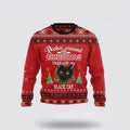 FUNSTUFFPRINT Black Cat Rockin Funny Family Ugly Christmas Sweater – Cat Lover Christmas Sweater Ugly Sweater