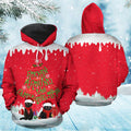 FUNSTUFFPRINT 3D Black Cat Rocking Around The Christmas Tree All Over 3D Hoodie and Zip Hoodie