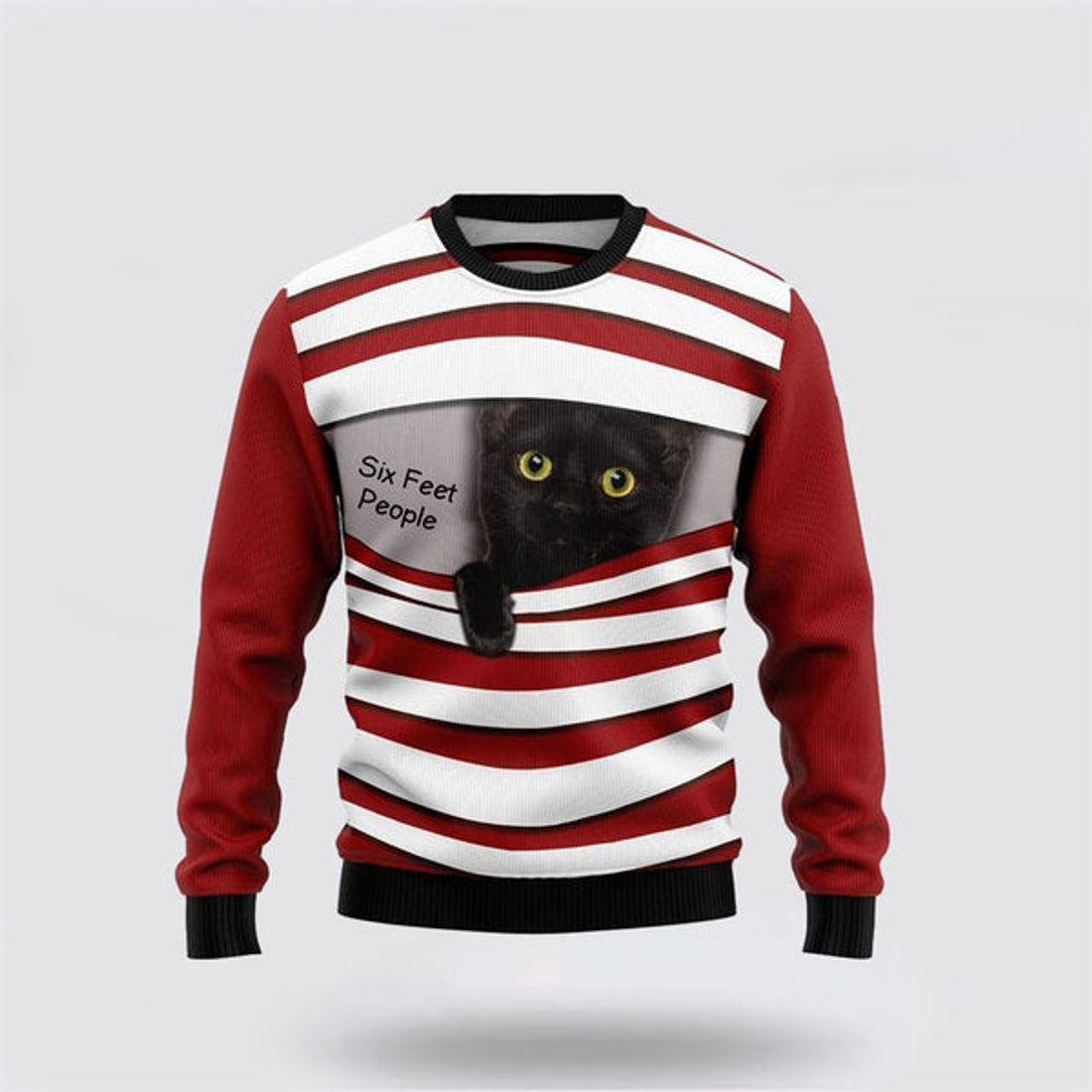 FUNSTUFFPRINT Black Cat Six Feet Ugly Christmas Sweater For Men And Women, Best Gift For Christmas, Christmas Fashion Winter Ugly  Sweater