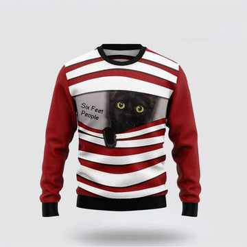 FUNSTUFFPRINT Black Cat Six Feet Ugly Christmas Sweater For Men And Women, Best Gift For Christmas, Christmas Fashion Winter Ugly  Sweater