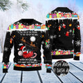FUNSTUFFPRINT Black Cat Sleigh Christmas Ugly Christmas Sweater, Christmas Cat Ugly Sweater, Ugly Cat Xmas Sweater Ugly Sweater