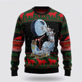 FUNSTUFFPRINT Black Cat Sleigh To Death Star Ugly Christmas Sweater – Cat Lover Christmas Sweater Ugly Sweater
