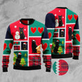 FUNSTUFFPRINT Black Cat Snow Ugly Christmas Sweater, Christmas Cat Ugly Sweater, Ugly Cat Xmas Sweater Ugly Sweater