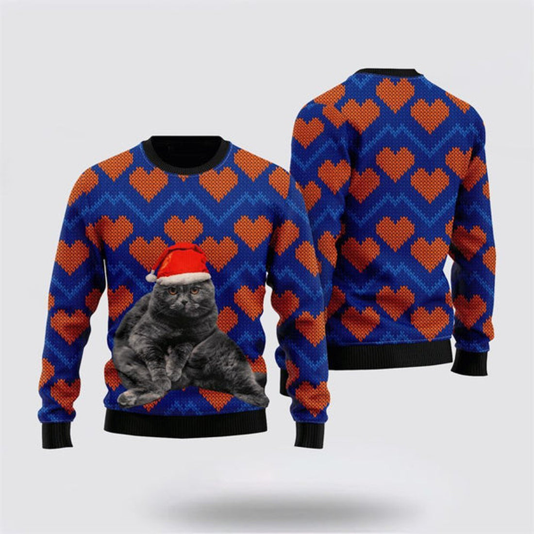 FUNSTUFFPRINT Black Cat Sweater In Heart Love Ugly Christmas Sweater For Men And Women, Best Gift For Christmas, Christmas Fashion Winter Ugly  Sweater