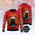FUNSTUFFPRINT Black Cat Too Late To Be Good Ugly Christmas Sweater, Christmas Cat Ugly Sweater, Ugly Cat Xmas Sweater Ugly Sweater