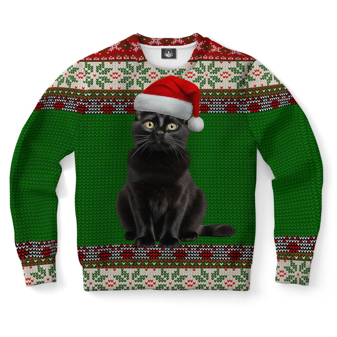 FUNSTUFFPRINT Black Cat Ugly Christmas Sweater, Christmas Sweater, Ugly Sweater, Funny Xmas Sweaters Ugly Sweater