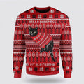 FUNSTUFFPRINT Black Cat Wear Red Ugly Christmas Sweater For Men And Women, Best Gift For Christmas, Christmas Fashion Winter Ugly  Sweater