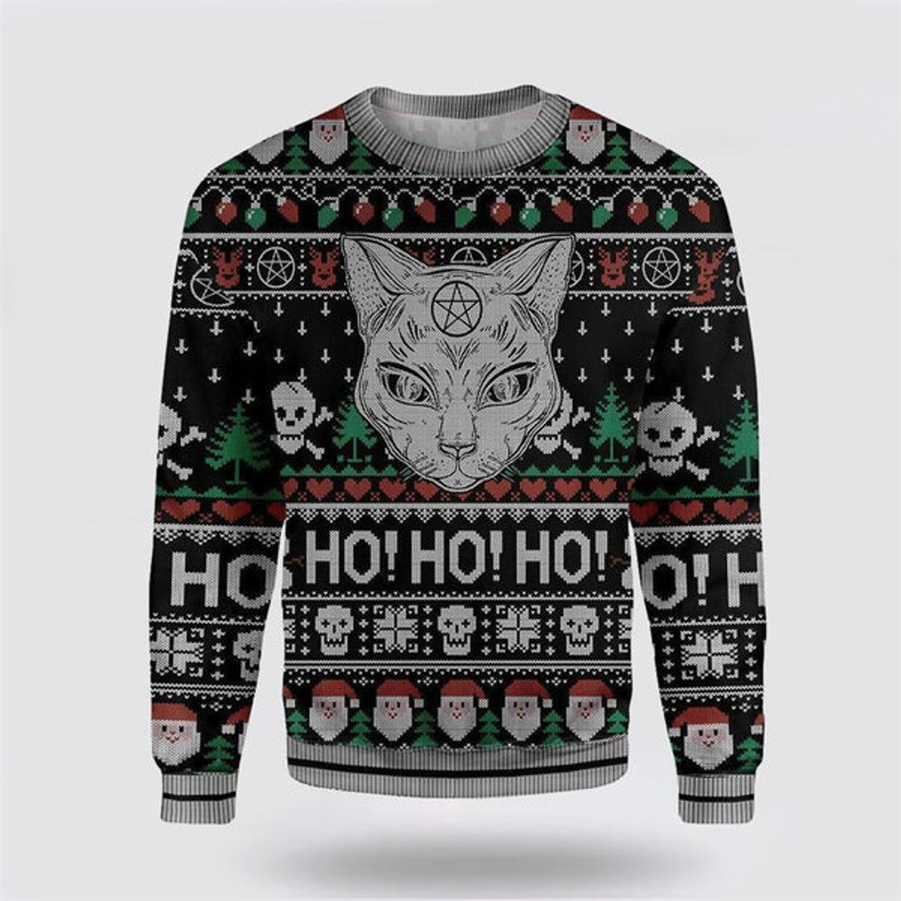FUNSTUFFPRINT Black Cat Wicca Ugly Christmas Sweater For Men And Women, Best Gift For Christmas, Christmas Fashion Winter Ugly  Sweater