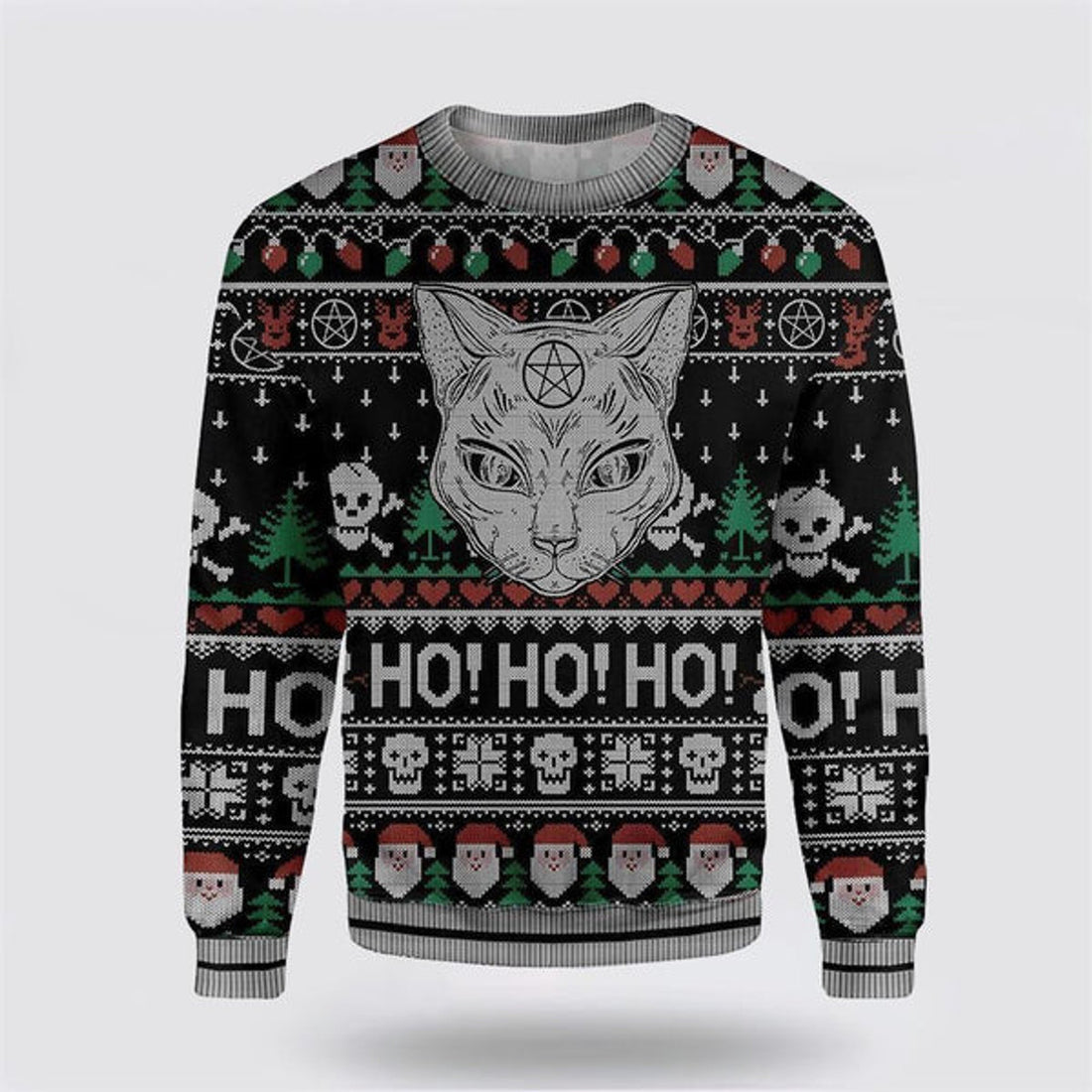 FUNSTUFFPRINT Black Cat Wicca Ugly Christmas Sweater For Men And Women, Best Gift For Christmas, Christmas Fashion Winter Ugly  Sweater