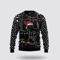 FUNSTUFFPRINT Black Cat With Noel Hat Ugly Christmas Sweater – Cat Lover Christmas Sweater Ugly Sweater