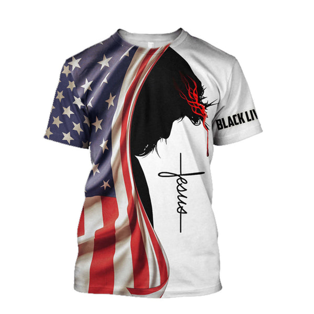 FUNSTUFFPRINT Black Lives Matter Jesus Unisex Shirts - Christian 3D T-shirt