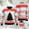 FUNSTUFFPRINT Black Meowy Christmas Tree Ugly Christmas Sweater, Xmas Tree Sweater, Christmas Sweater Ugly Sweater