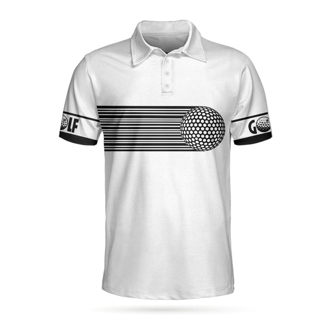 Black And White Stripes Barcode Golfing Polo Shirt, Golfer Hard Swing Polo Shirt, Best Golf Shirt For Men