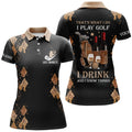 Custom Black Leopard Womens Golf Polo Shirts Custom Name Funny Golf And Wine That's What I Do, I Play Golf, Perfect Gift For Women
