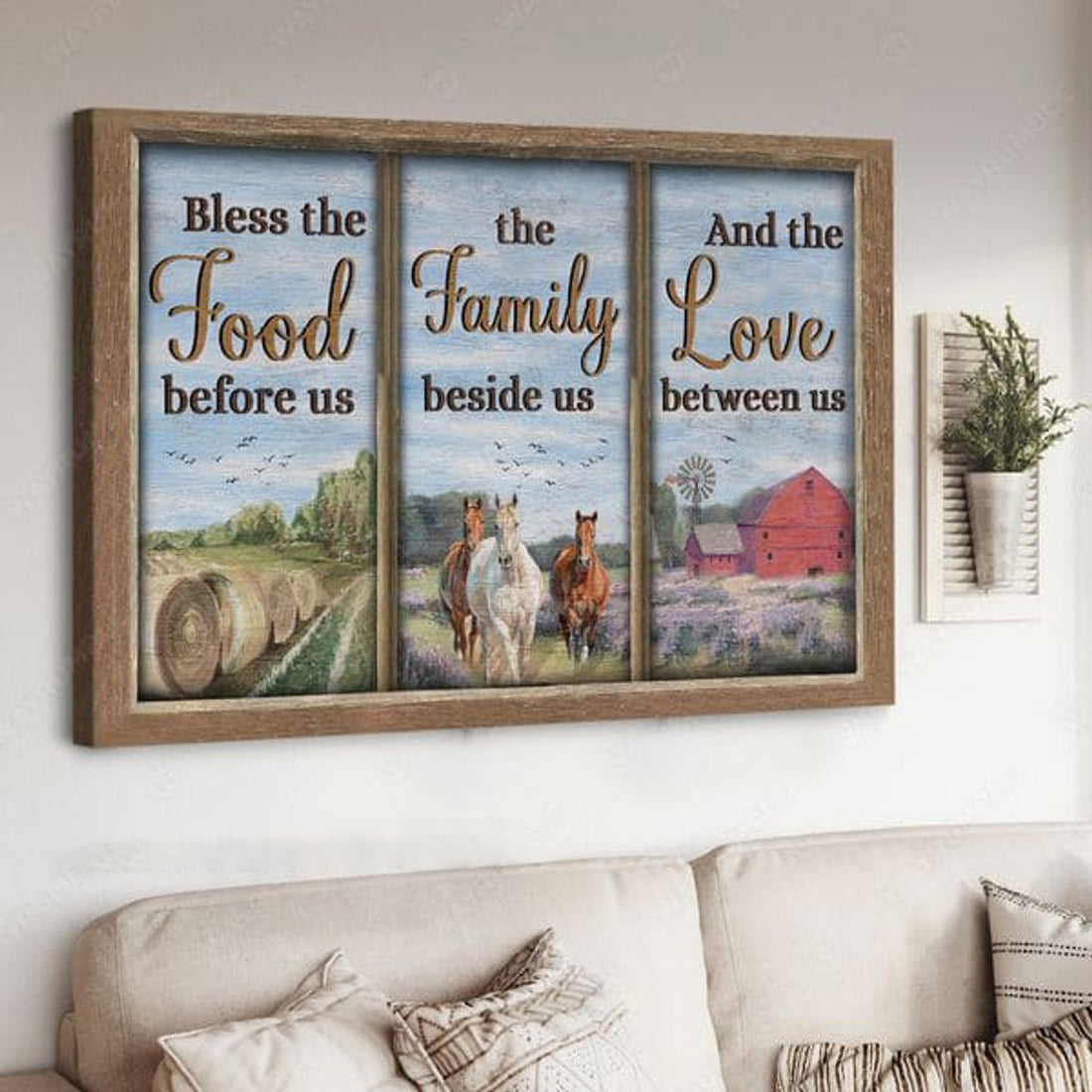 Bless The Food Before Us The Family Beside Us And The Love Between Us, Horse Poster Poster and Canvas