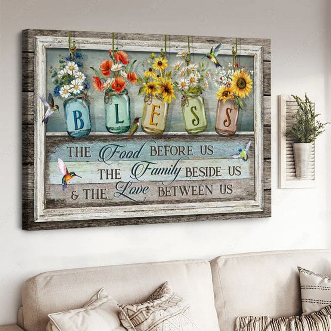 Bless The Food Before Us The Family Beside Us And The Love Between Us Poster and Canvas