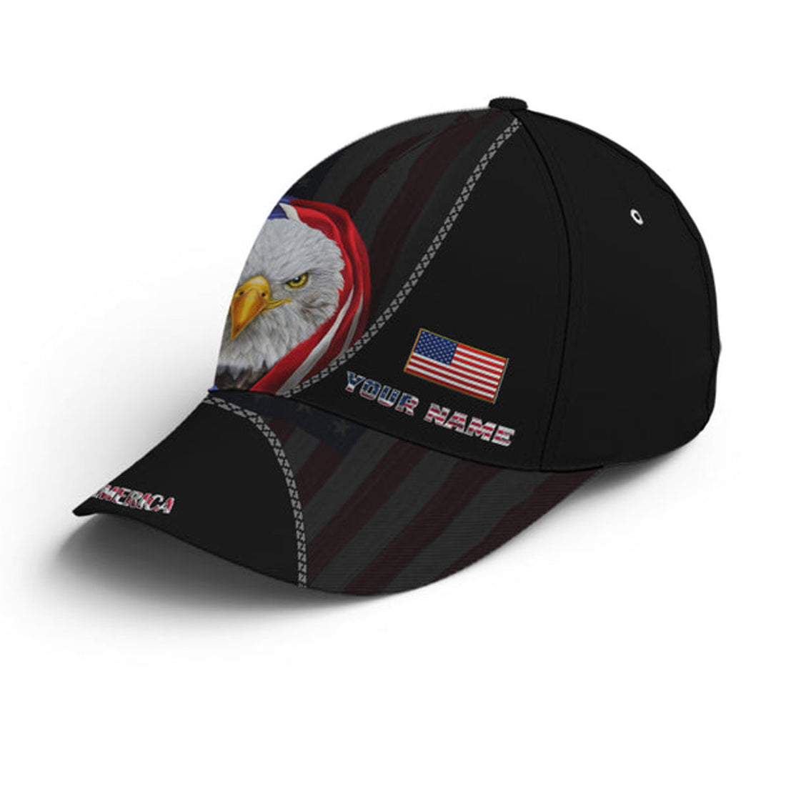 FUNSTUFFPRINT Custom Bless America Eagle With Flag Baseball Cap