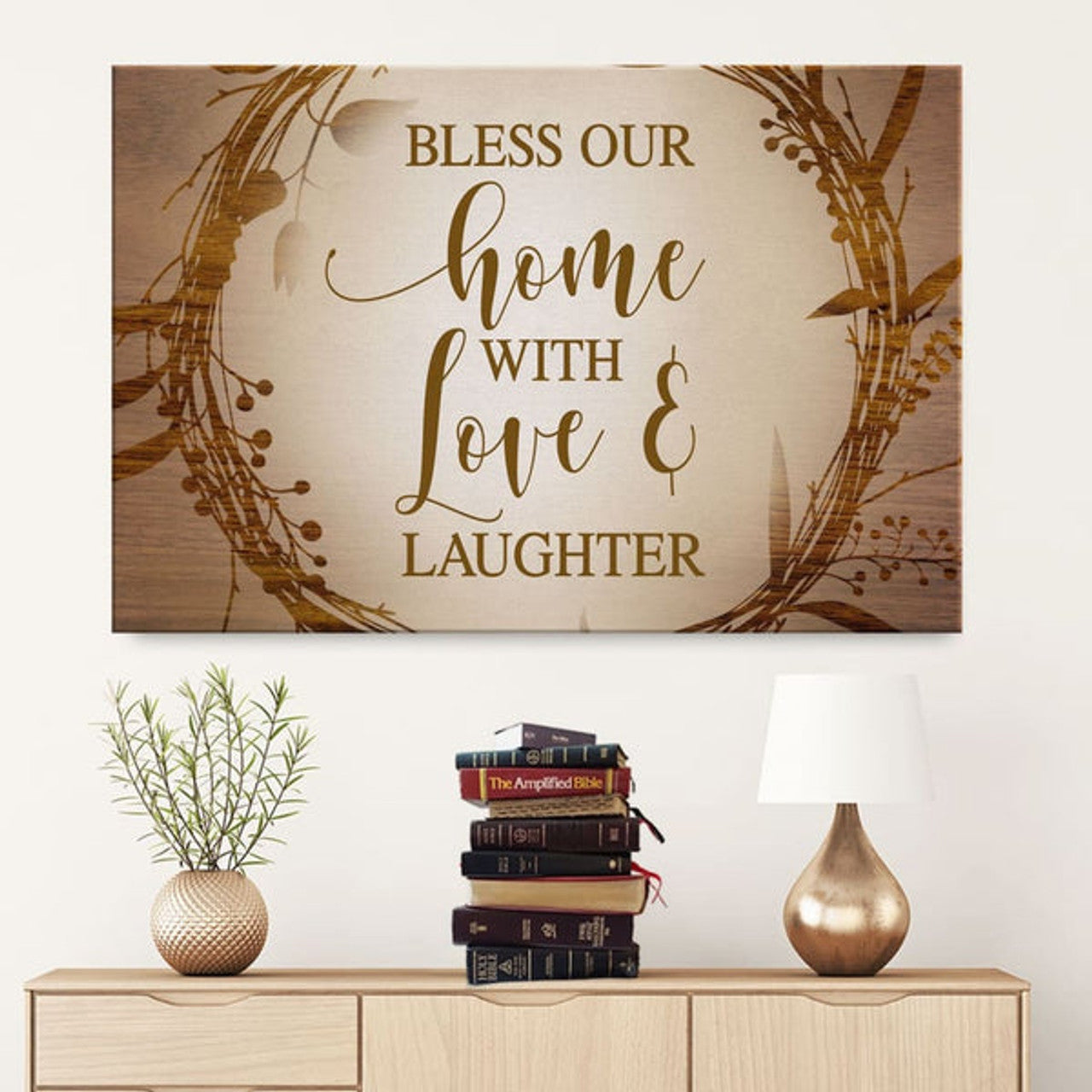 Bless Our Home With Love And Laughter Canvas Wall Art - Christian Canvas - Faith Canvas