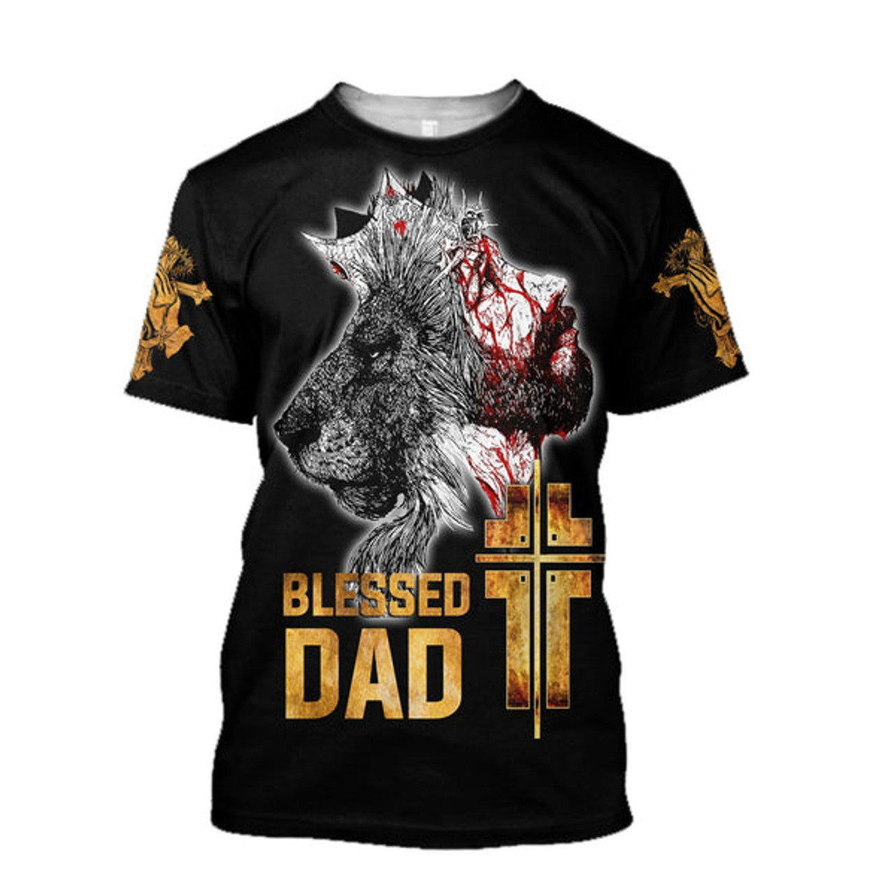 FUNSTUFFPRINT Blessed Dad Jesus Shirts - Christian 3D T-shirt
