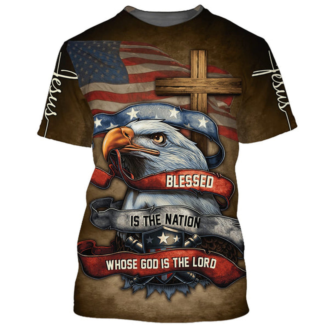 FUNSTUFFPRINT Blessed Is The Nation Whose God Is The Lord 3D All Over Printed Shirt for Men and Women 3D T-shirt