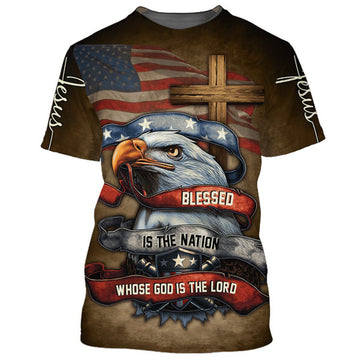FUNSTUFFPRINT Blessed Is The Nation Whose God Is The Lord 3D All Over Printed Shirt for Men and Women 3D T-shirt