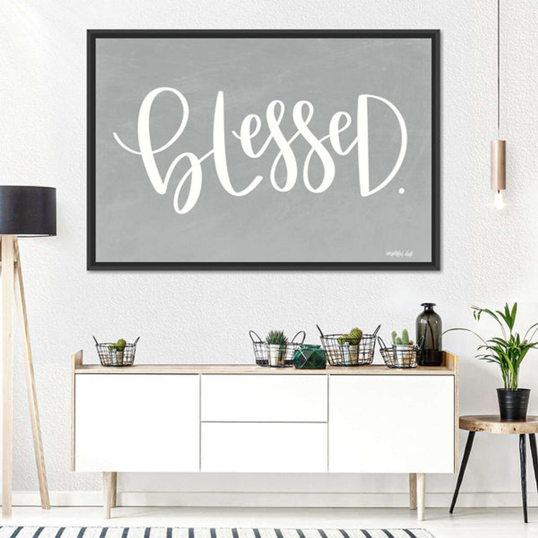 Blessed White Wall Art Canvas - Christian Canvas Wall Art - Religious Wall Art Canvas