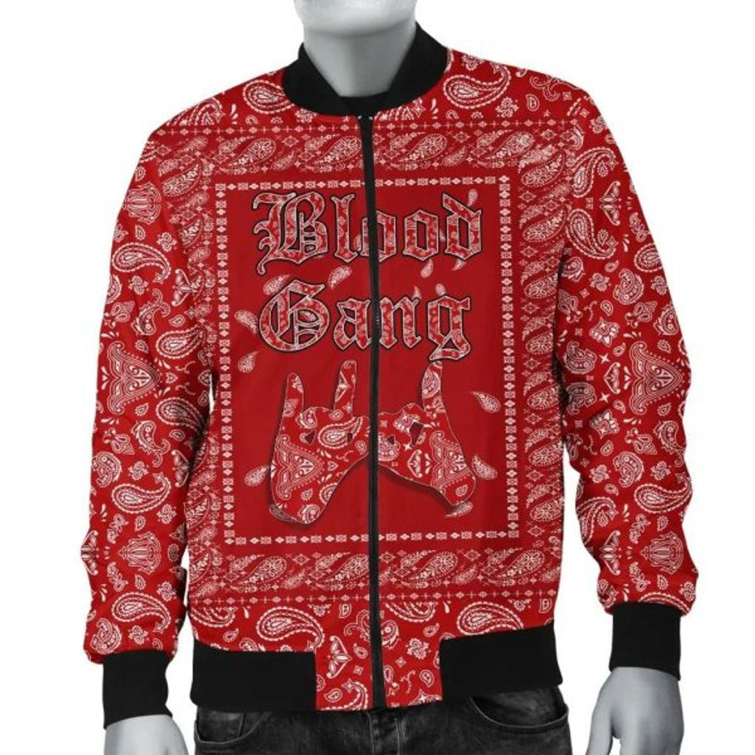 FUNSTUFFPRINT Blood Gang Bomber Jacket 3D Bomber Jacket