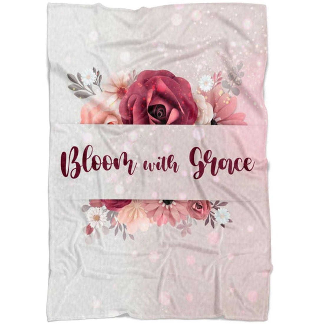 FUNSTUFFPRINT Bloom With Grace Fleece Blanket - Christian Blanket - Bible Verse Blanket